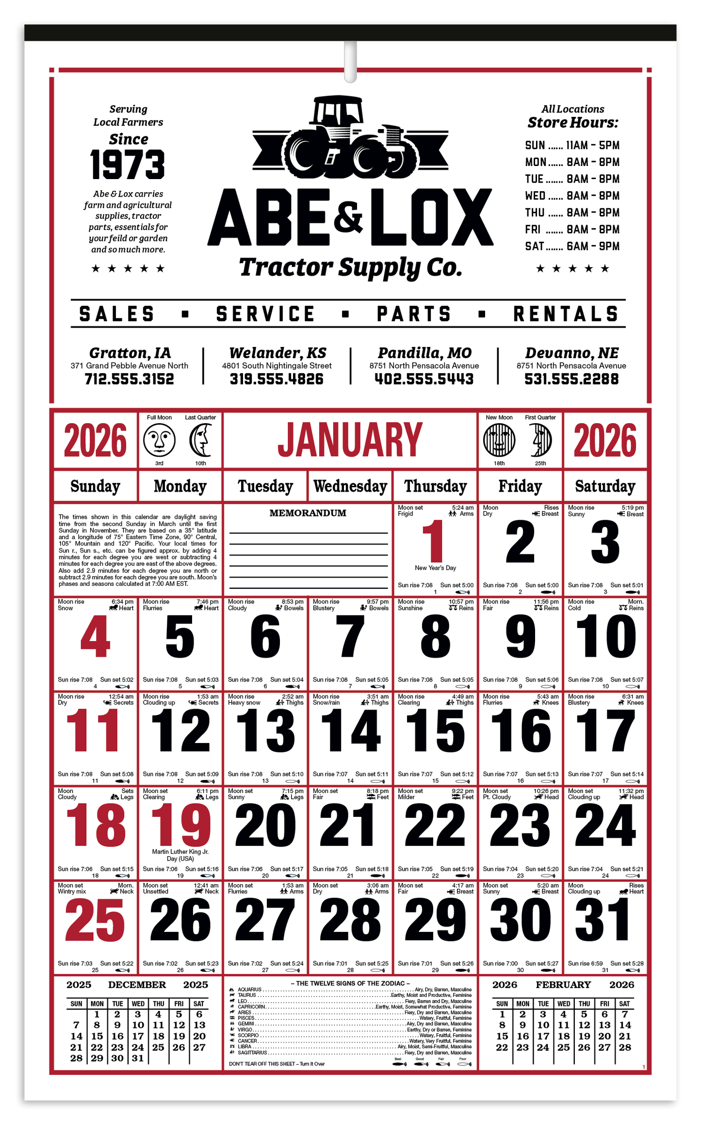 Skinner Kennedy 8Sheet Almanac Calendar