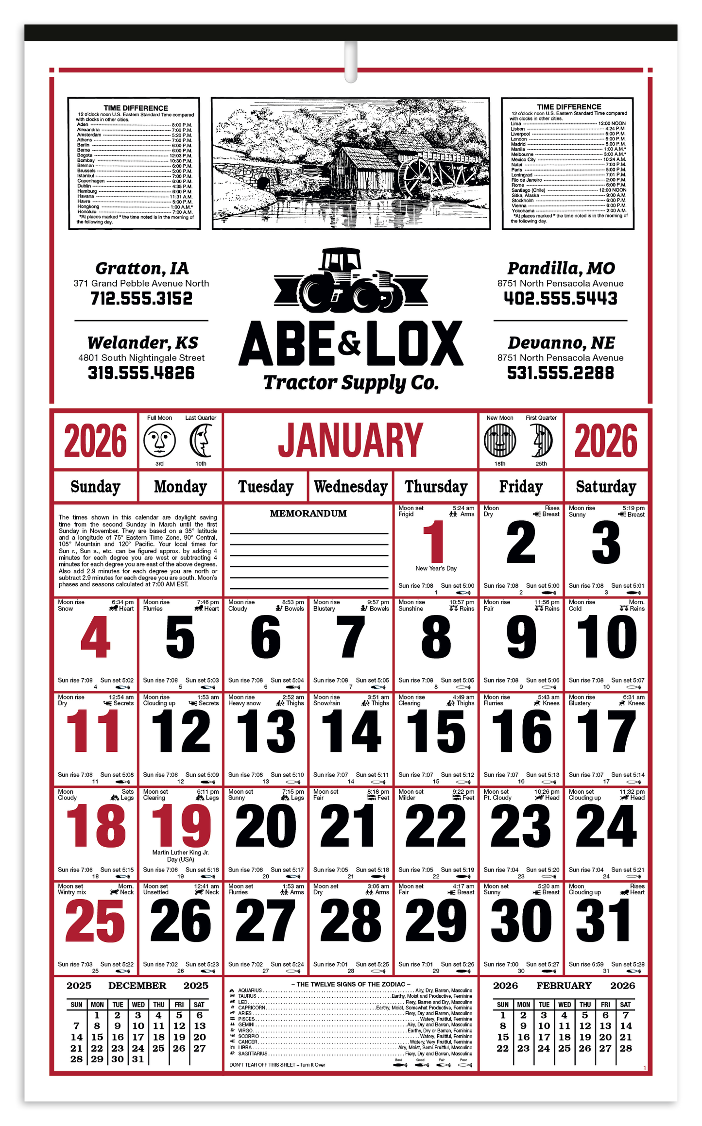Skinner Kennedy 8Sheet Almanac Calendar