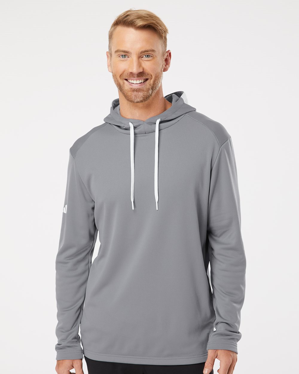 Adidas Textured Mixed Media Hooded Sweatshirt - A530