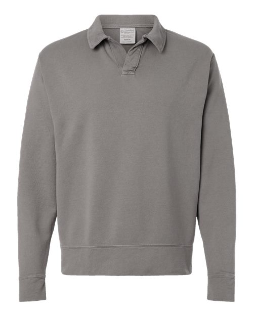 Unisex Garment-Dyed Polo Collar Sweatshirt