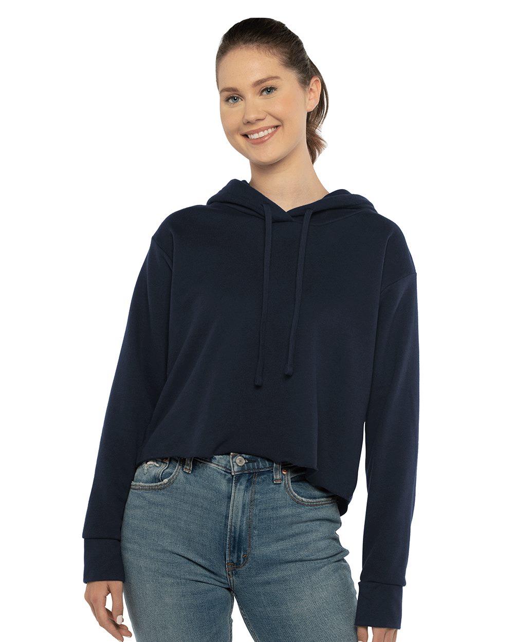 Next Level Women's Laguna Sueded Raw Edge Crop Hoodie - 9384