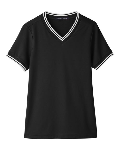 Women's CrownLux Performance® Plaited Tipped V-Neck Shirt