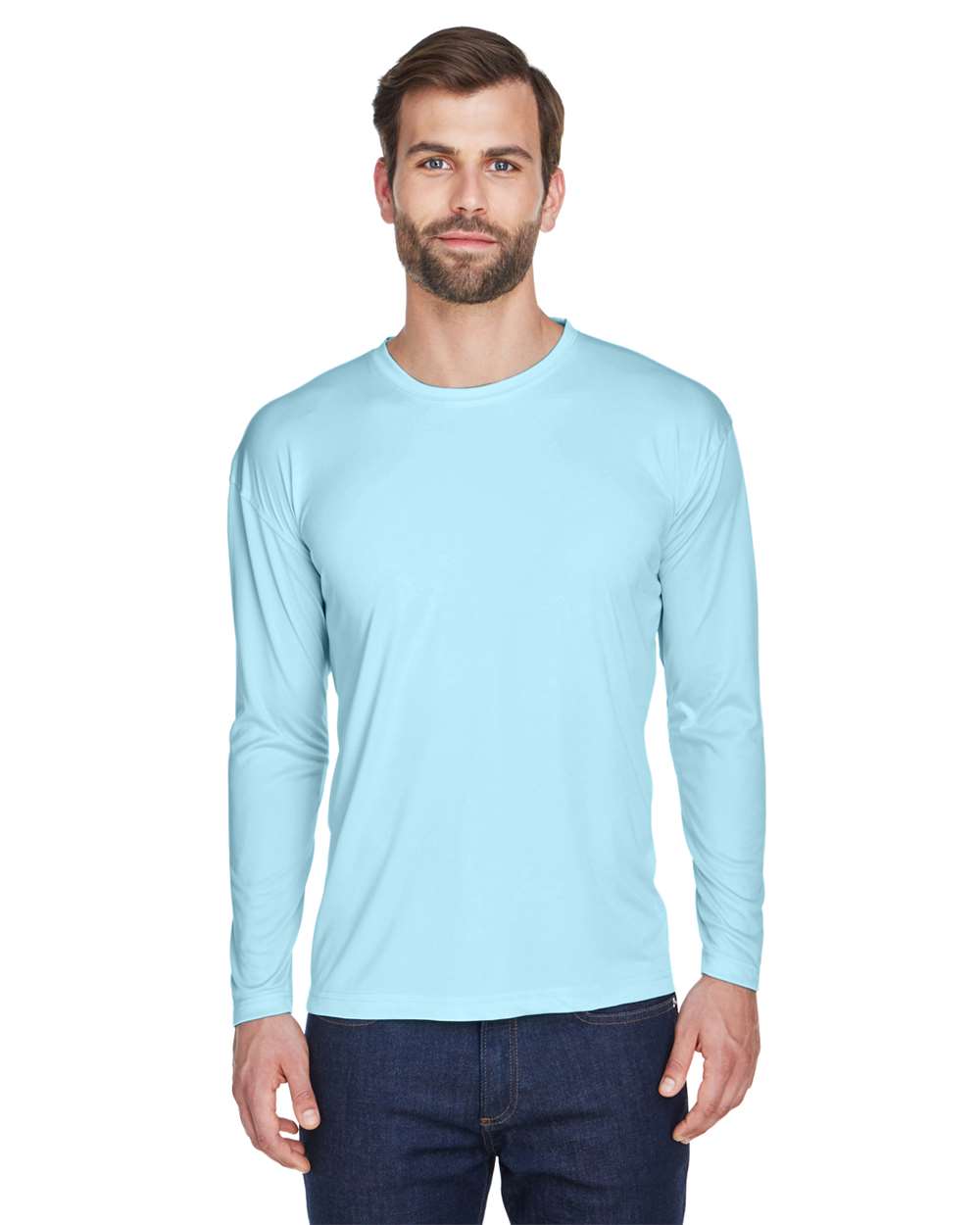 UltraClub Men's Cool & Dry Sport Long Sleeve Performance Interlock T-Shirt - 8422