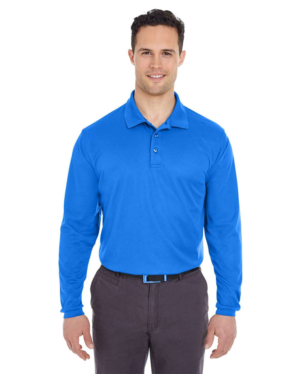 UltraClub Men's Cool & Dry Long Sleeve Mesh Piqué Polo - 8210LS