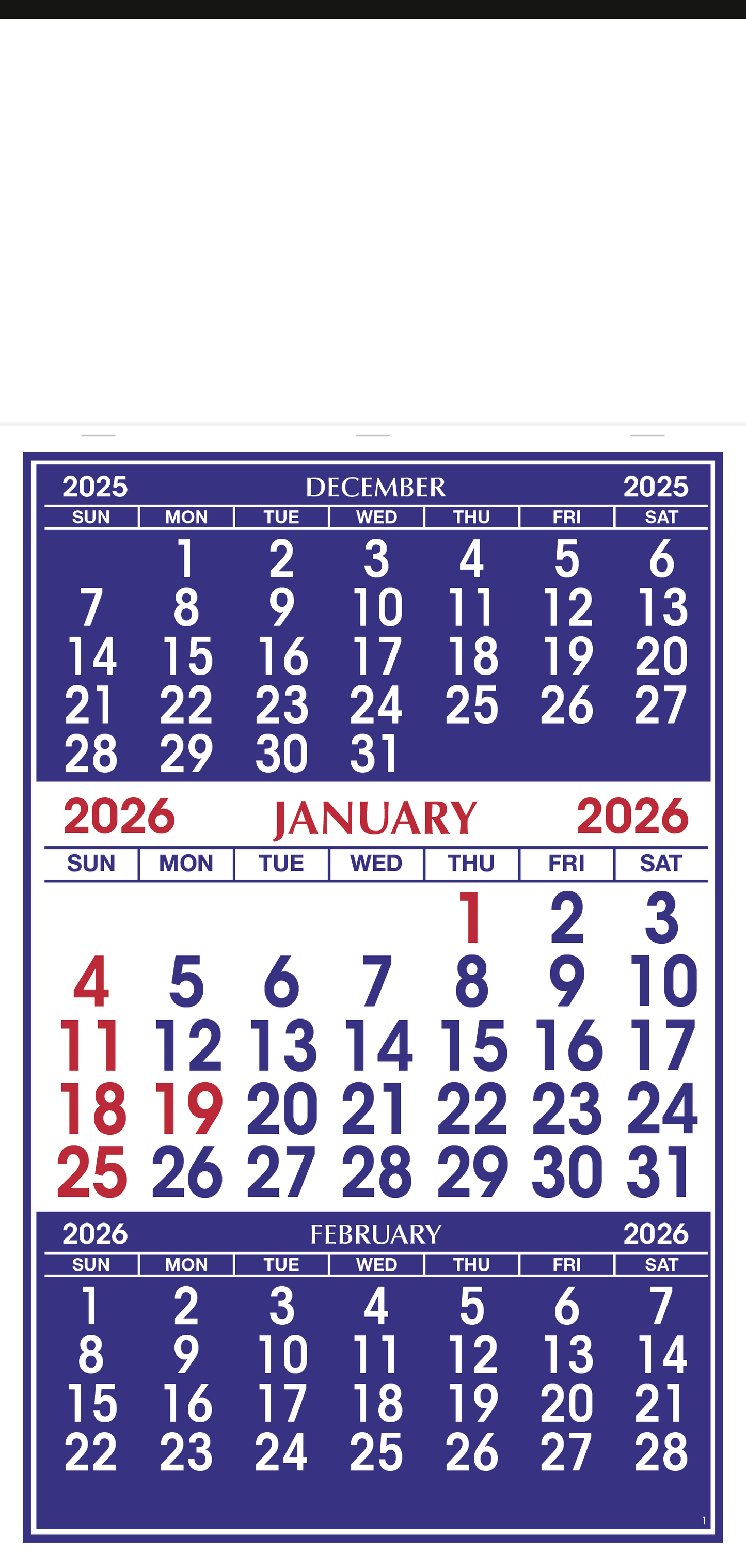 Skinner Kennedy 3Month Display Apron Calendar-125-E