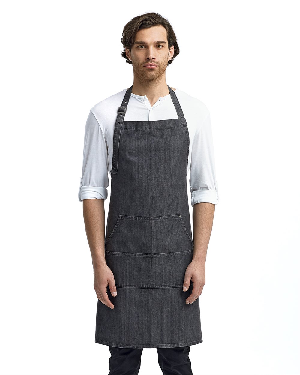Artisan Collection by Reprime Jeans Stitch Denim Bib Apron with Pockets - RP126
