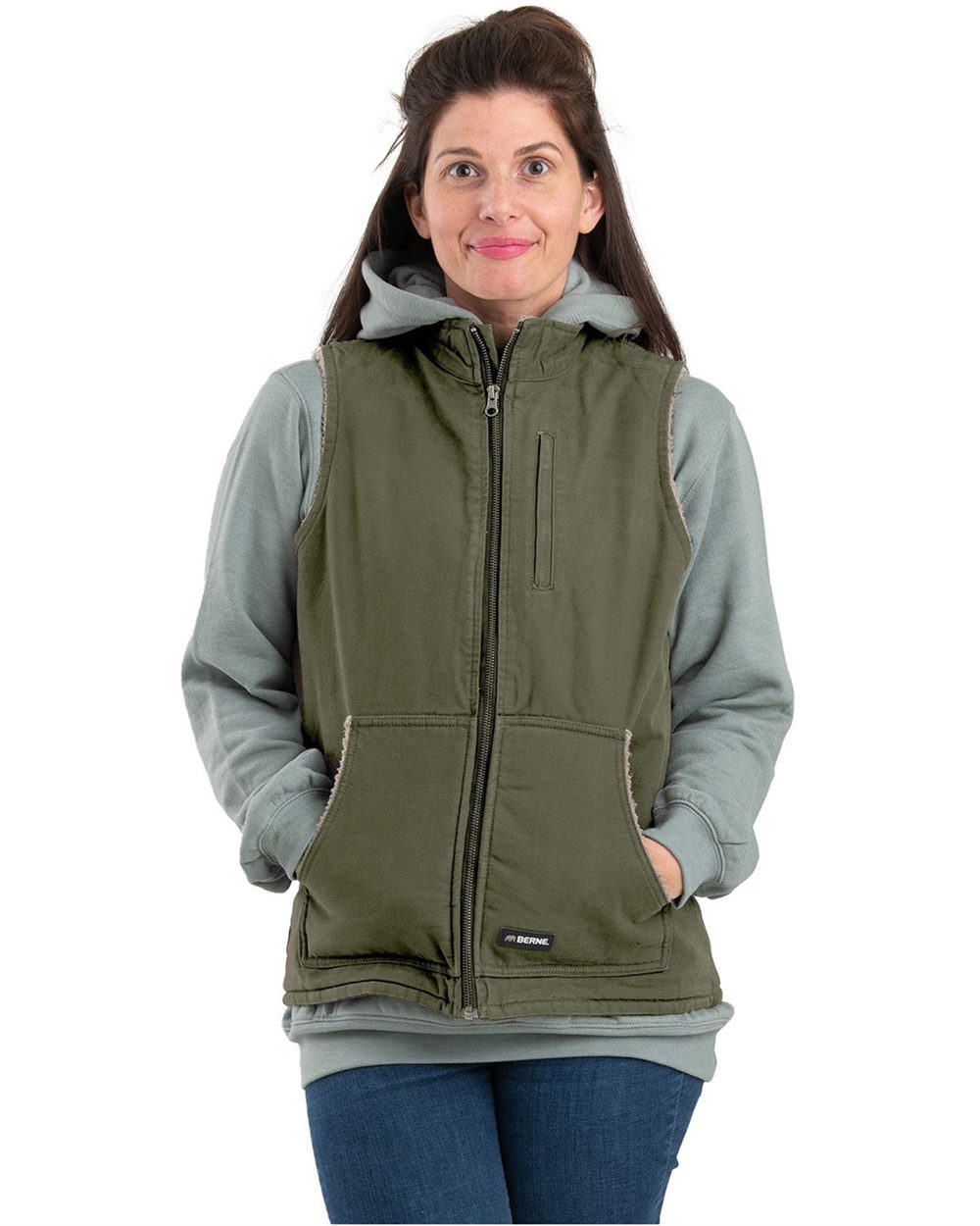 Berne Apparel Women's Sherpa-Lined Softstone Duck Vest - WV15