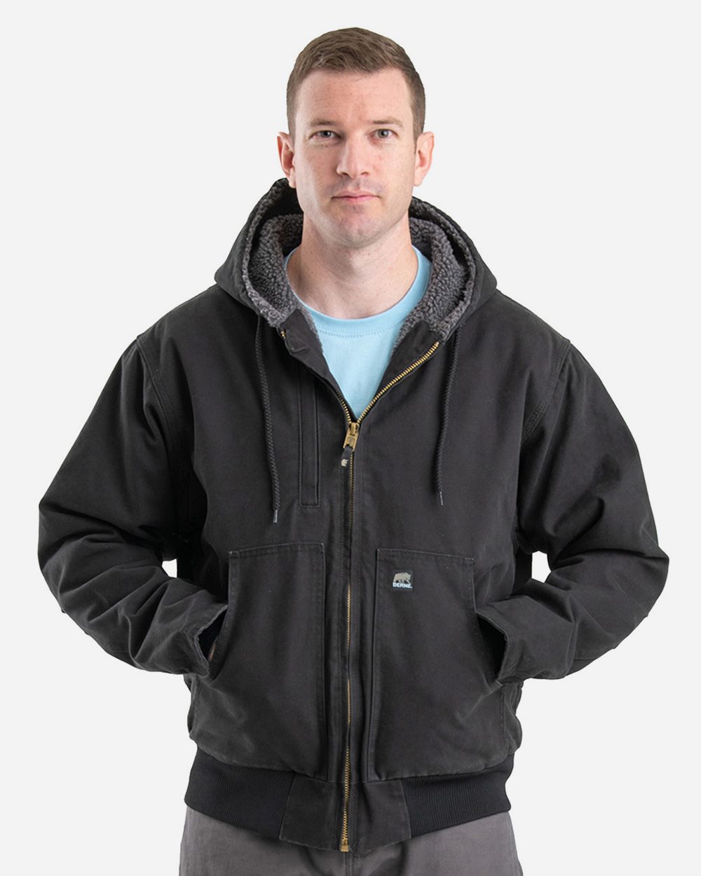 Berne Apparel Highland Flex180® Washed Duck Hooded Work Jacket - HJ317