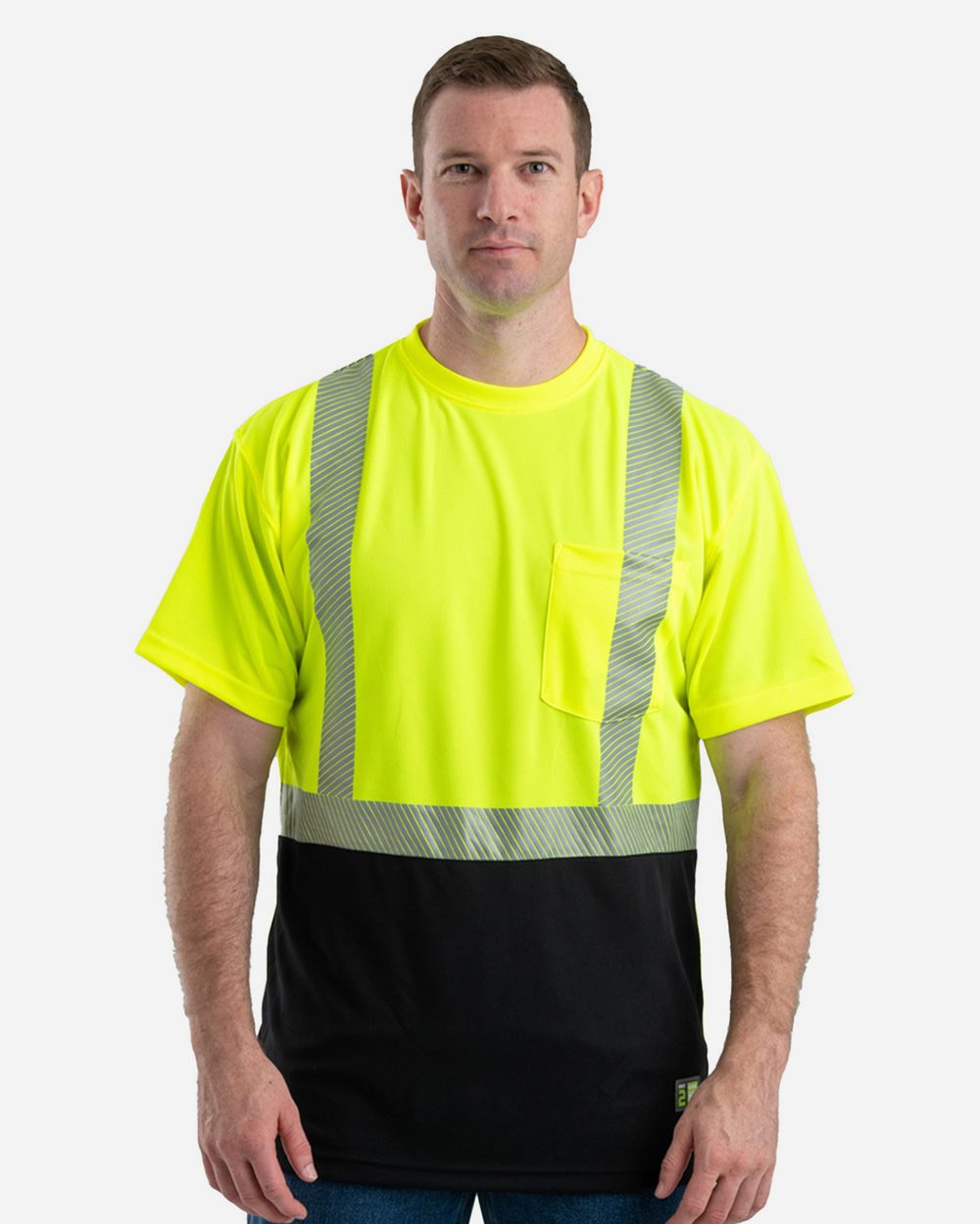 Berne Apparel Hi-Vis Class 2 Color Blocked Pocket T-Shirt - HVK017