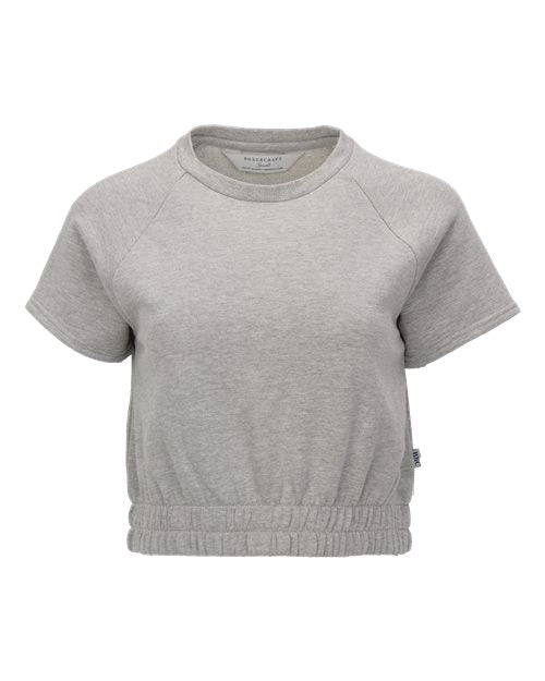 Women's French Terry Short Sleeve Cropped Crewneck Sweatshirt