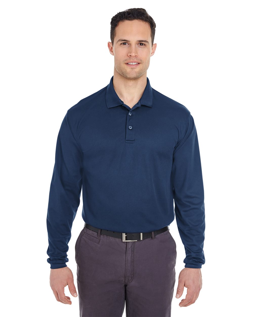 UltraClub Men's Cool & Dry Long Sleeve Mesh Piqué Polo - 8210LS