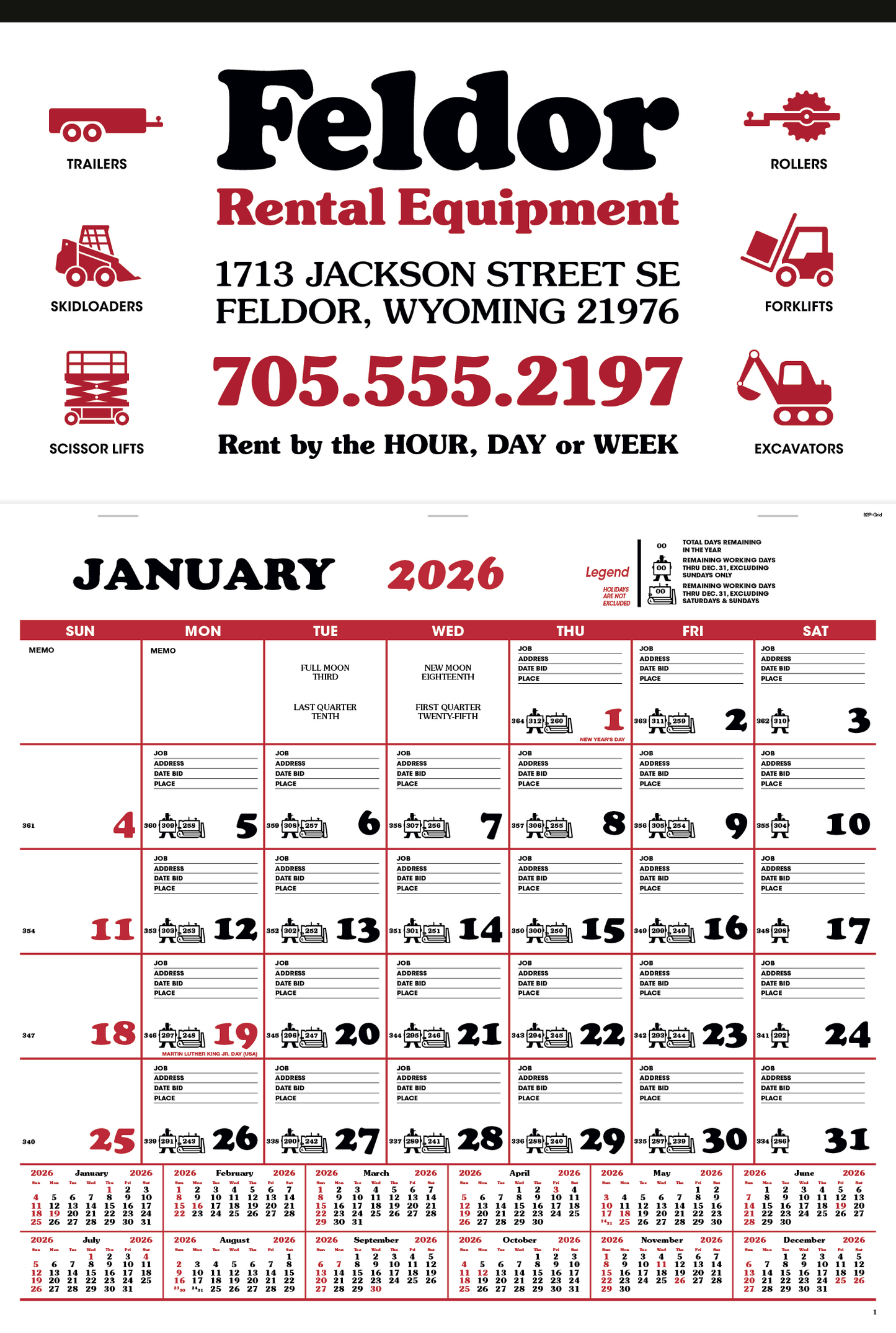Skinner Kennedy Contractors Apron Calendar-195-E