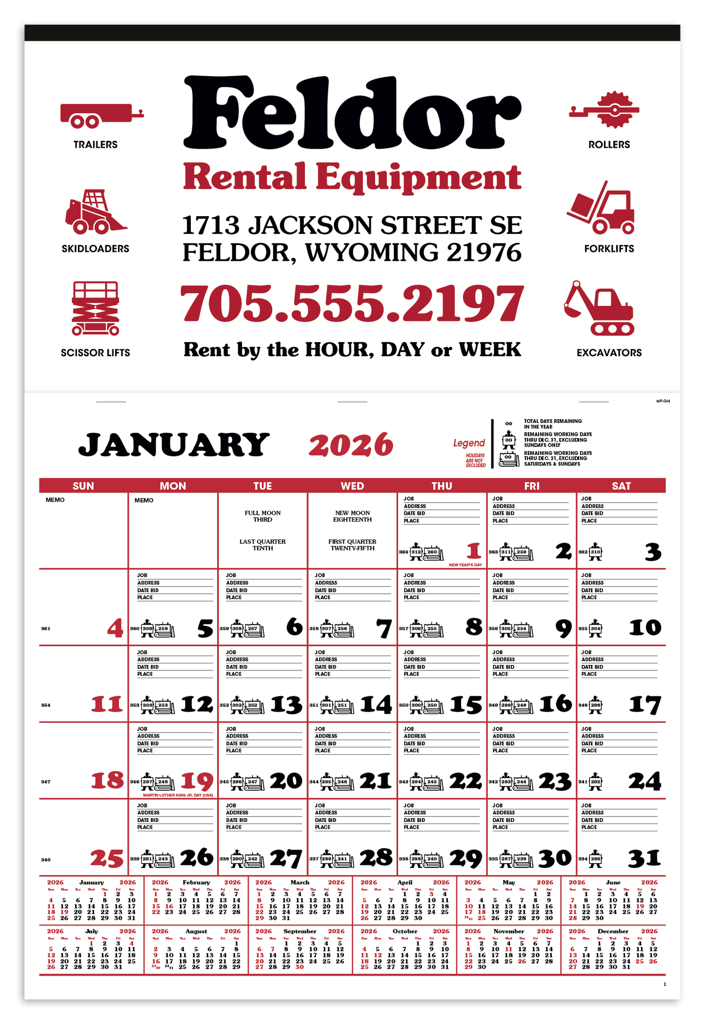 Skinner Kennedy Contractors Apron Calendar-195-E