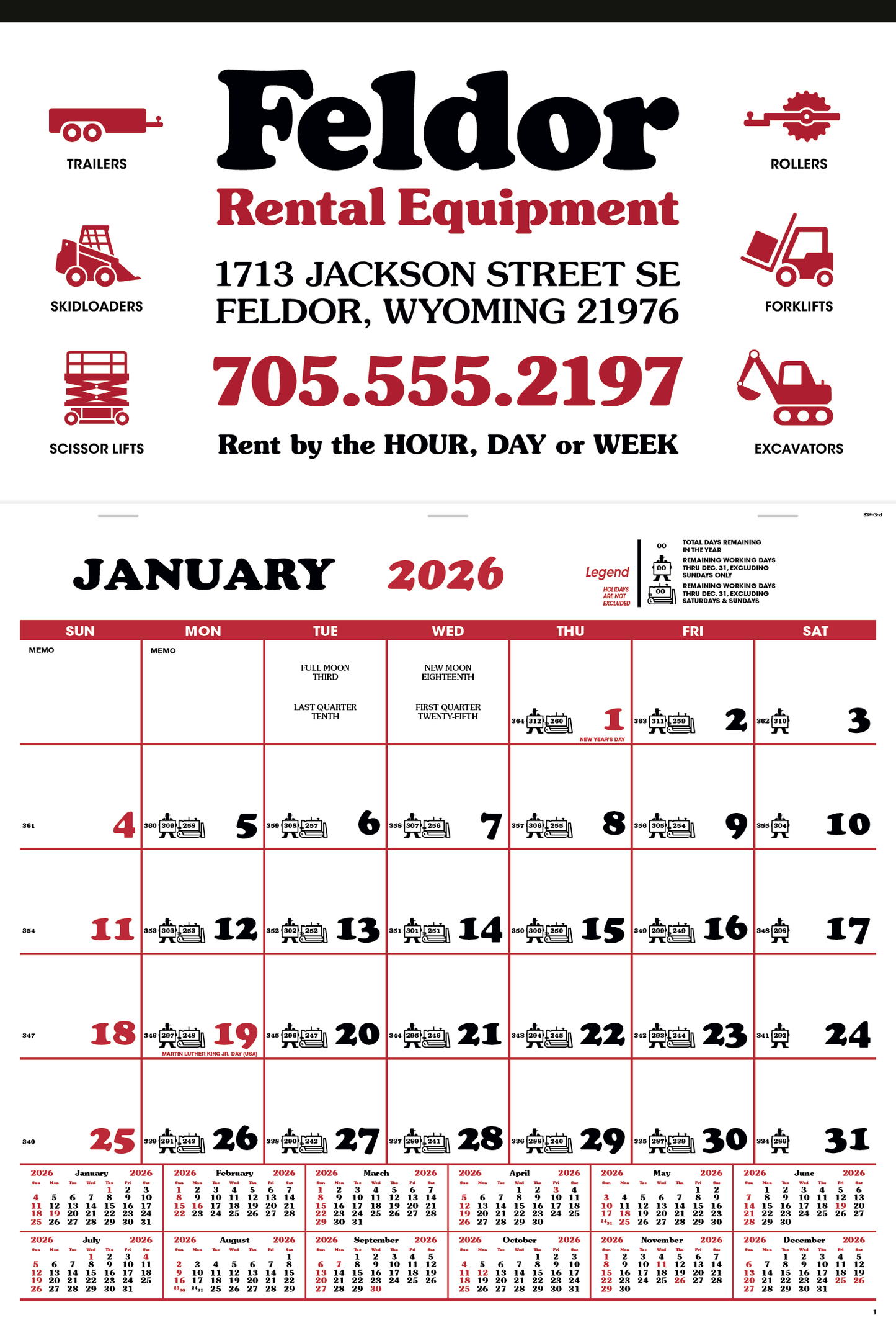 Skinner Kennedy Contractors Apron Calendar-195-E