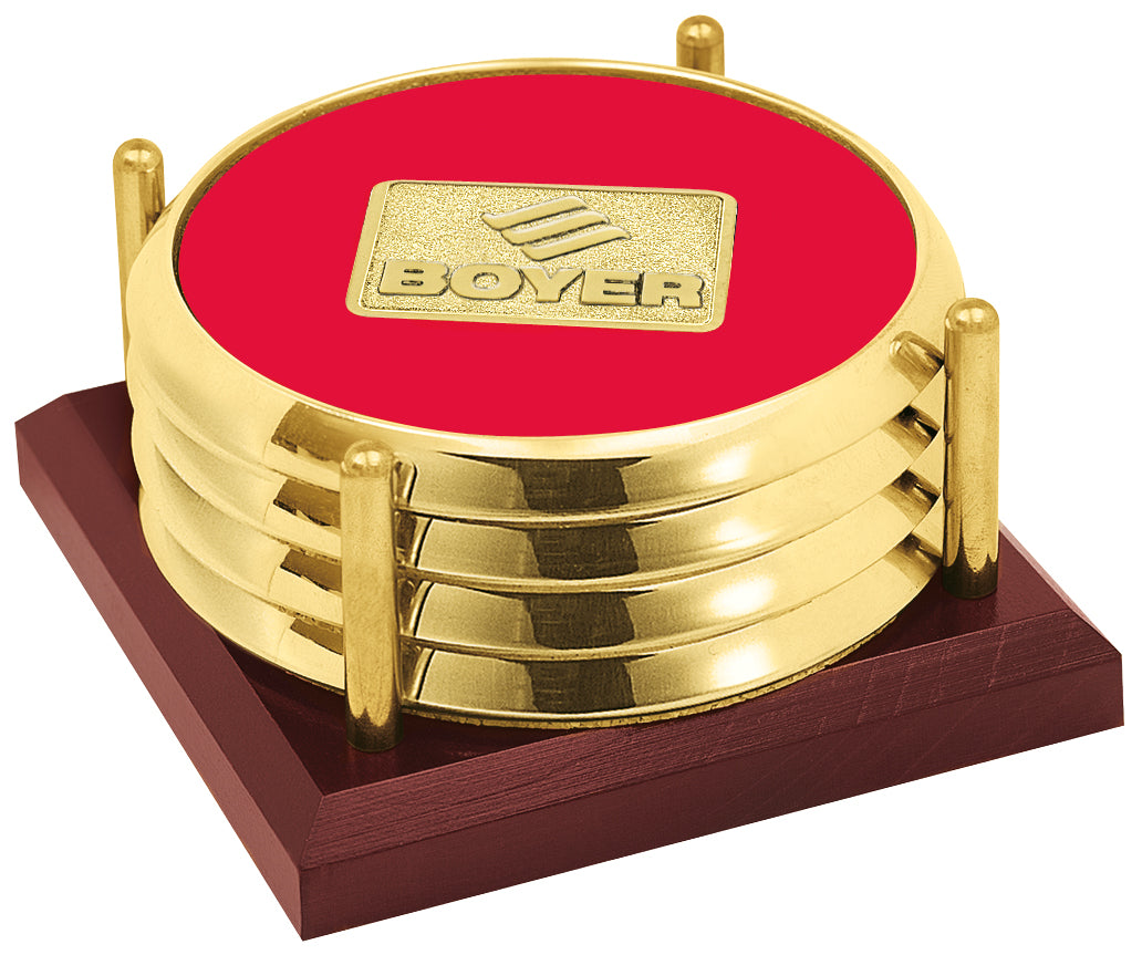 JAFFA Four Coasters with Solid Cherry Tray-25088