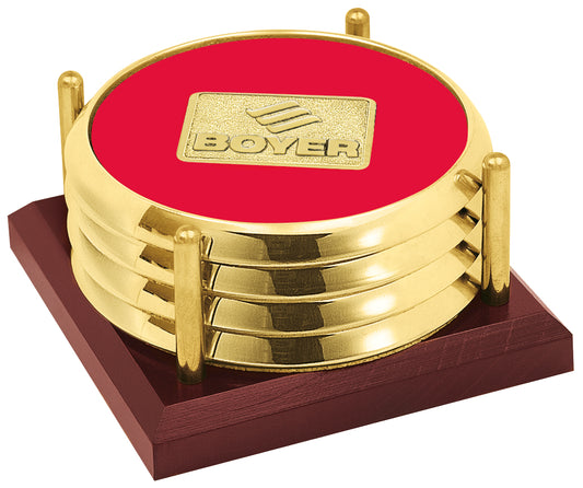 JAFFA Four Coasters with Solid Cherry Tray-25088