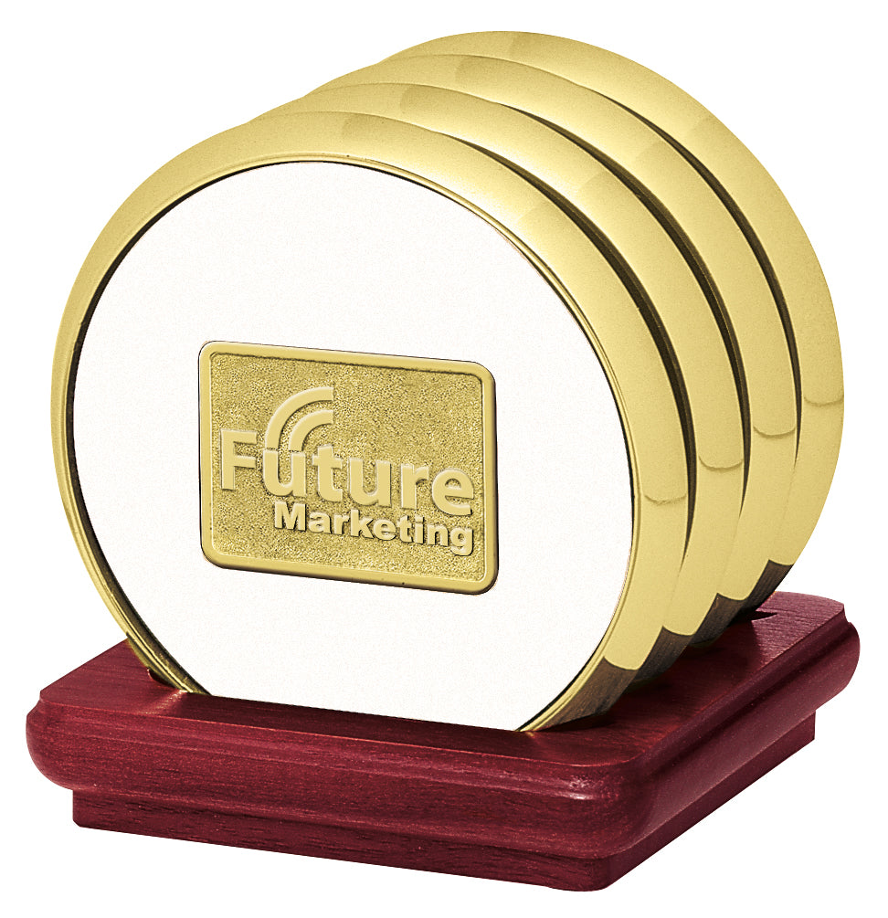 JAFFA Four Coasters with Solid Cherry Stand-25155