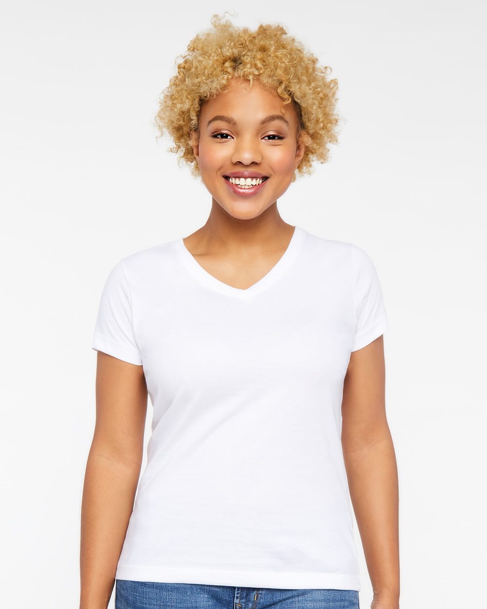 LAT Women's Fine Jersey V-Neck Tee - 3507