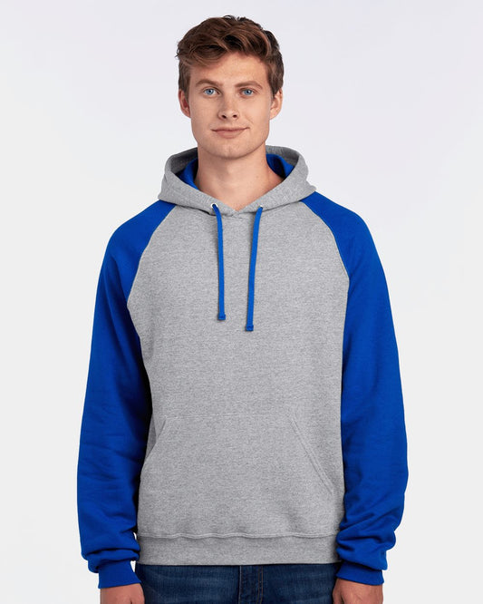 JERZEES Nublend® Colorblocked Raglan Hooded Sweatshirt - 96CR