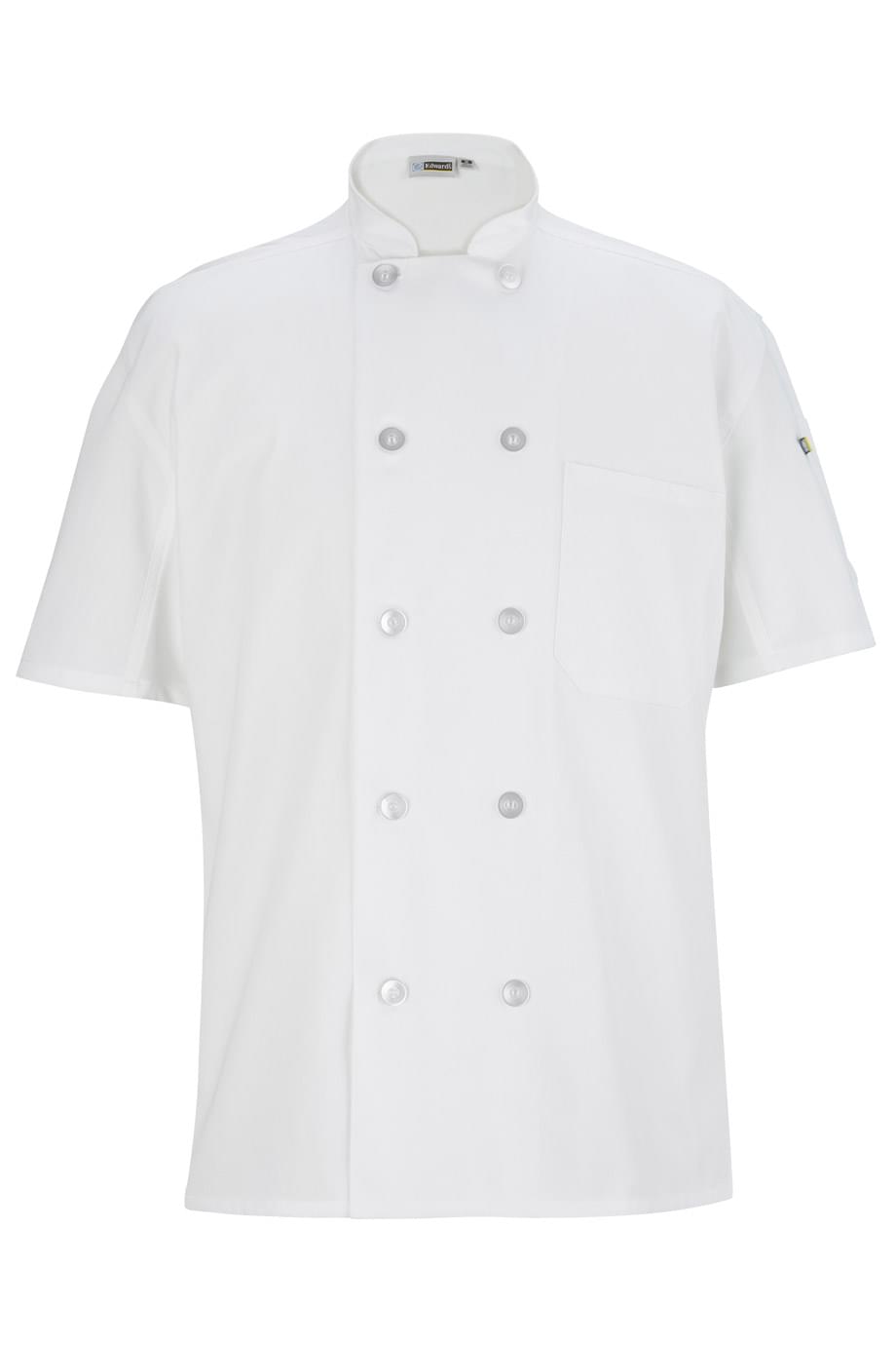 10 Button Short Sleeve Chef Coat With Mesh - 3333