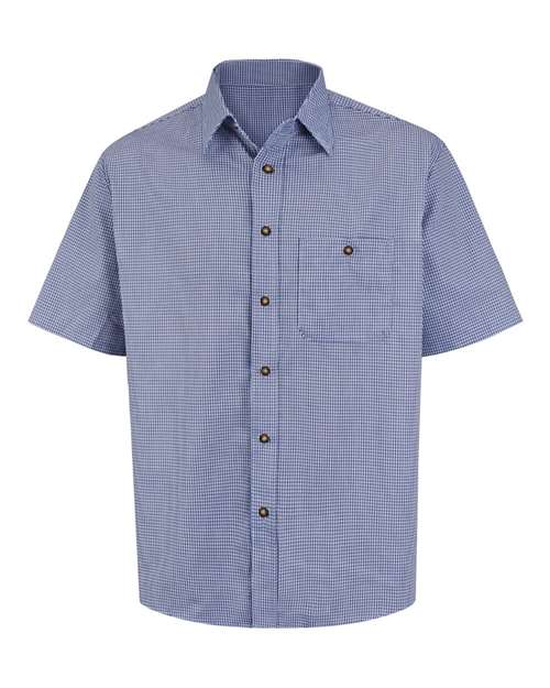 Men's Mini-Plaid Uniform Short Sleeve Shirt