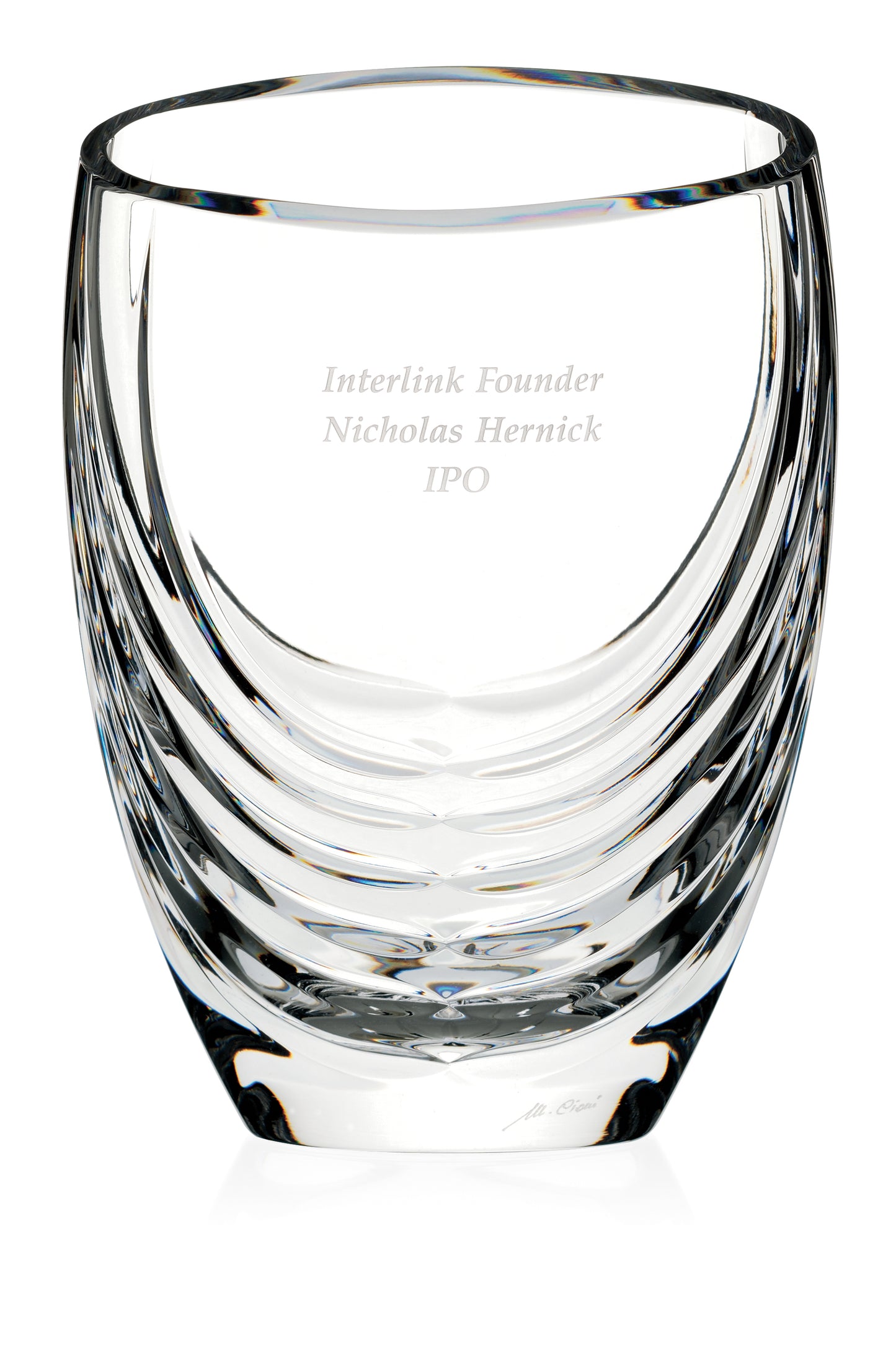 MARIO CIONI Siena Clear Crystal Vase-35640