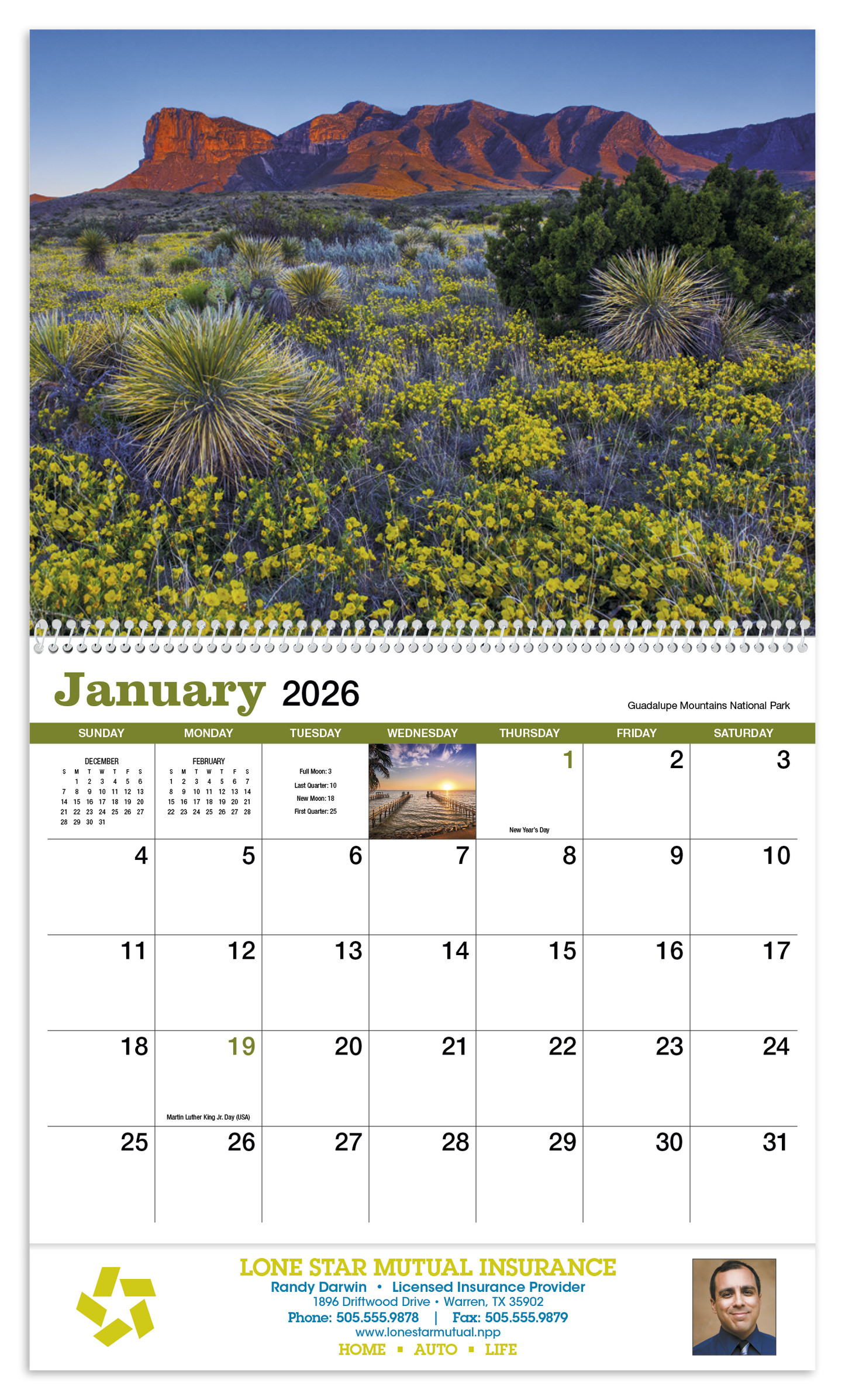 HotLine Products Texas Appointment Calendar Spiral-436