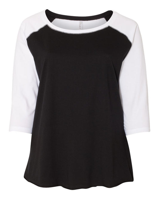 LAT Curvy Collection Women's Baseball Three-Quarter Sleeve Tee - 3830