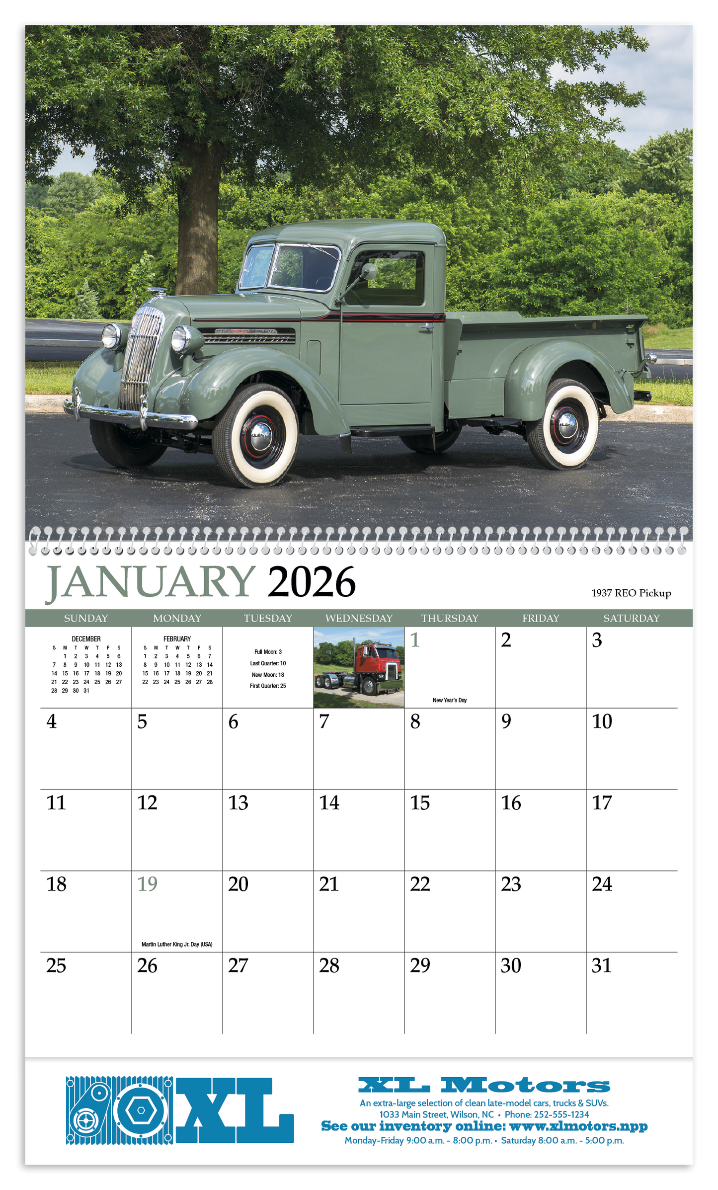 HotLine Products Classic Trucks Appointment Calendar Spiral-494