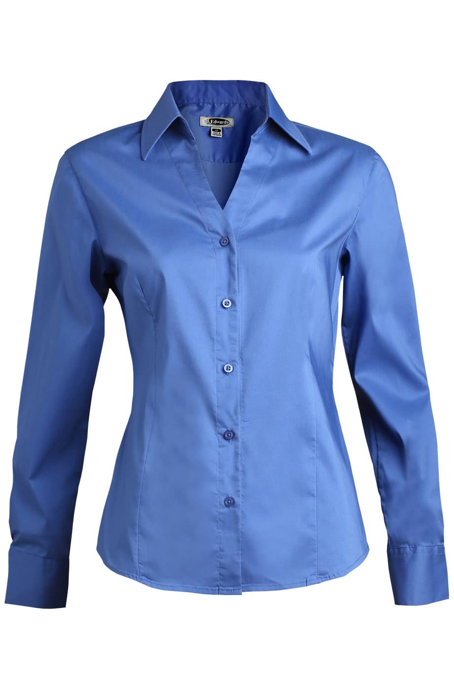 Stretch Broadcloth Long Sleeve Ladies Shirt