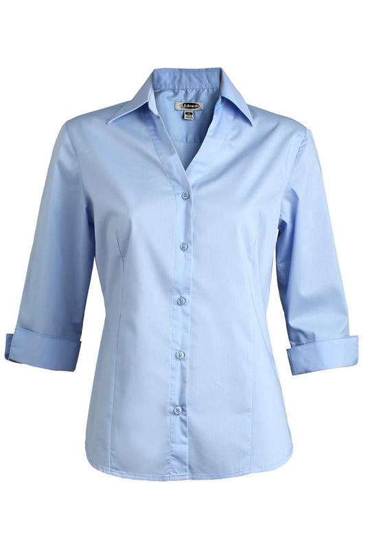 Stretch Broadcloth Three Quarter Sleeve Ladies Shirt