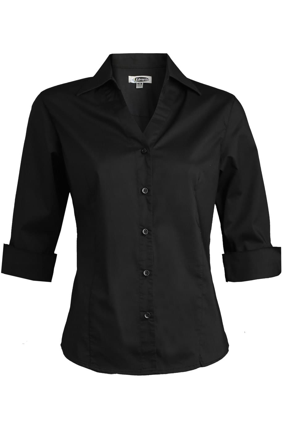 Stretch Broadcloth Three Quarter Sleeve Ladies Shirt - 5045