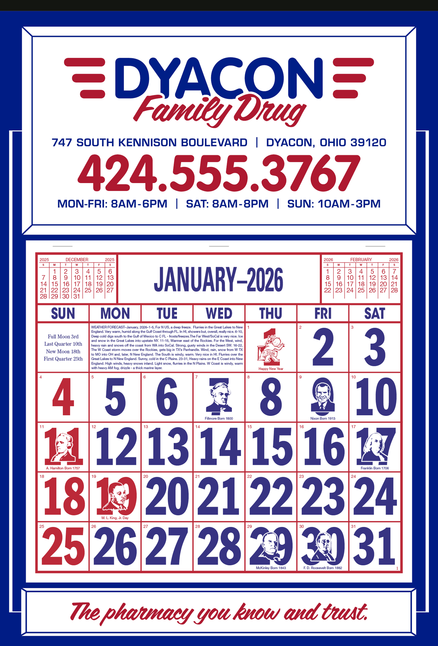 Skinner Kennedy Apron Calendar-522-E