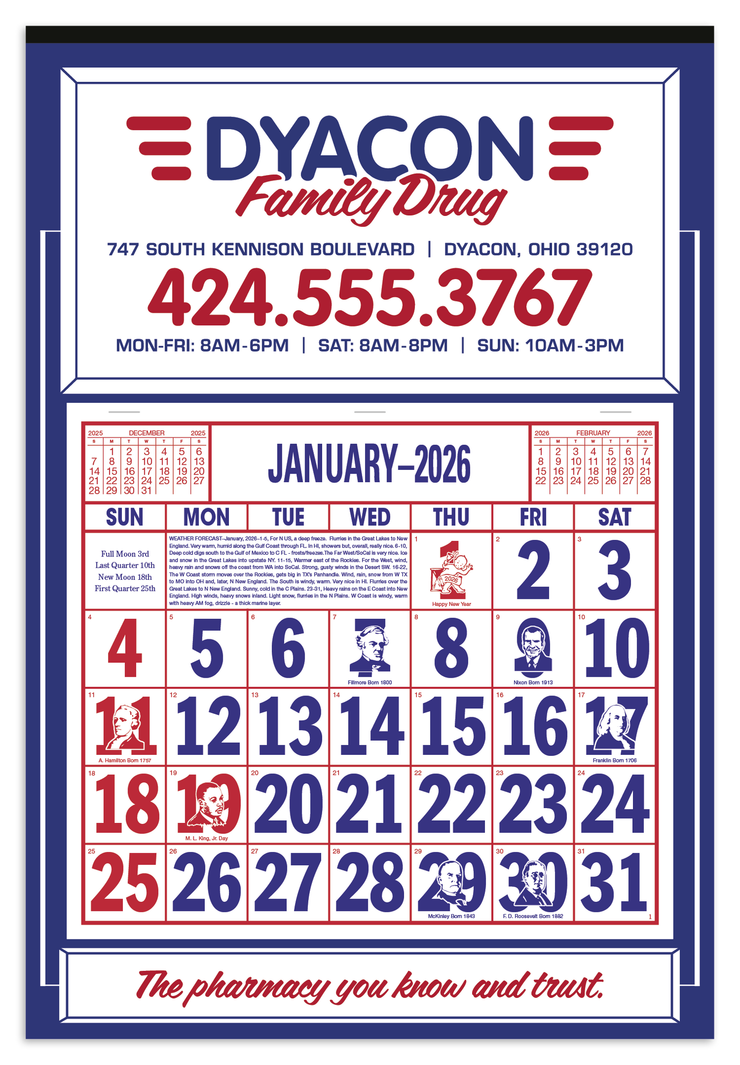 Skinner Kennedy Apron Calendar-522-E