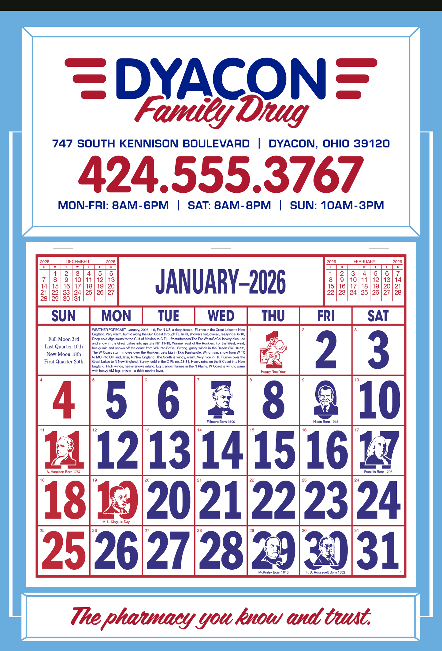 Skinner Kennedy Apron Calendar-522-E