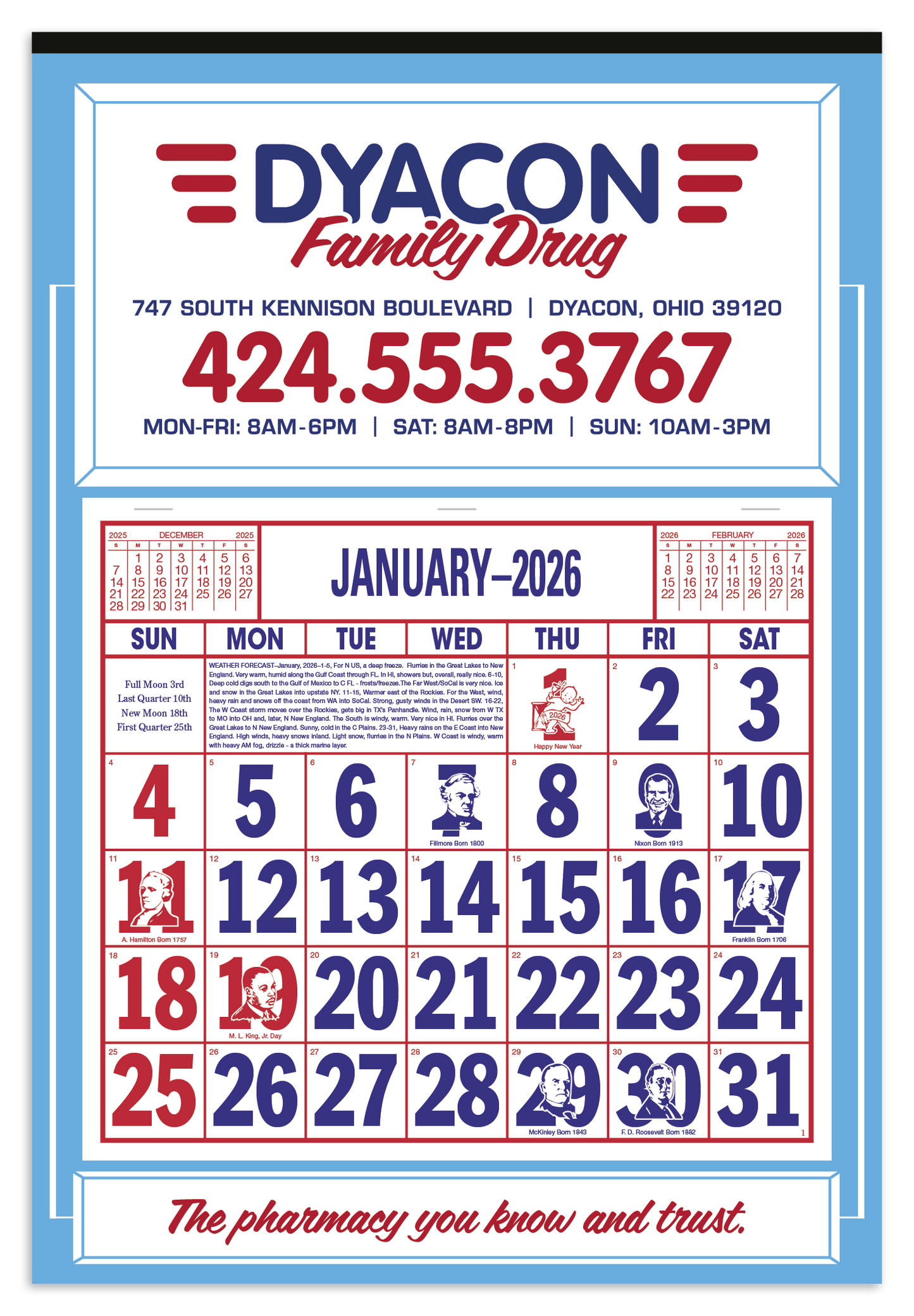 Skinner Kennedy Apron Calendar-522-E