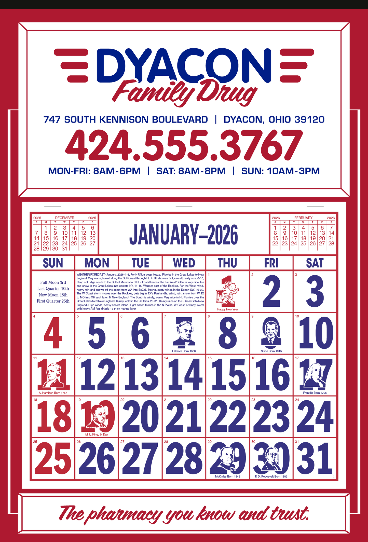 Skinner Kennedy Apron Calendar-522-E