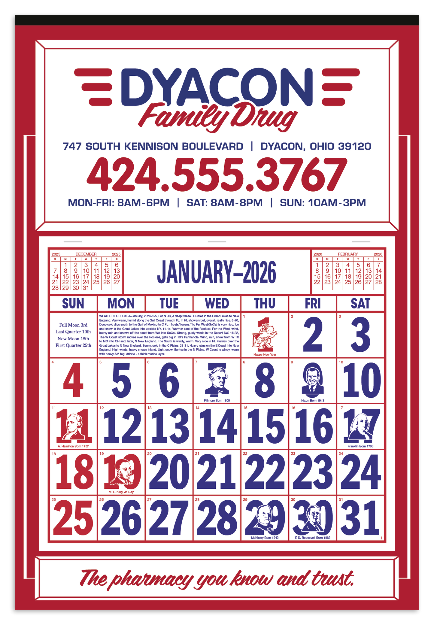 Skinner Kennedy Apron Calendar-522-E