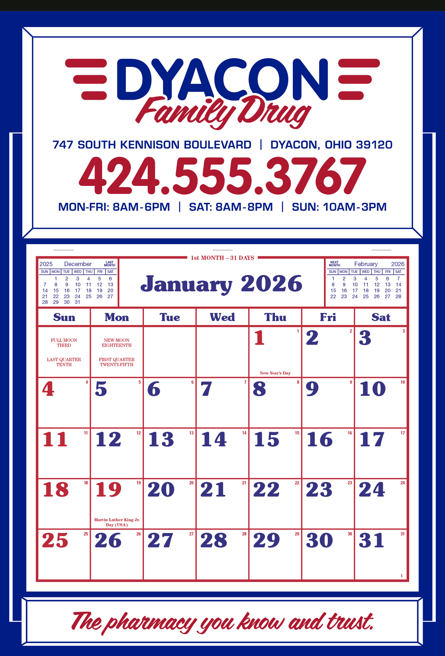 Skinner Kennedy Apron Calendar-522-E
