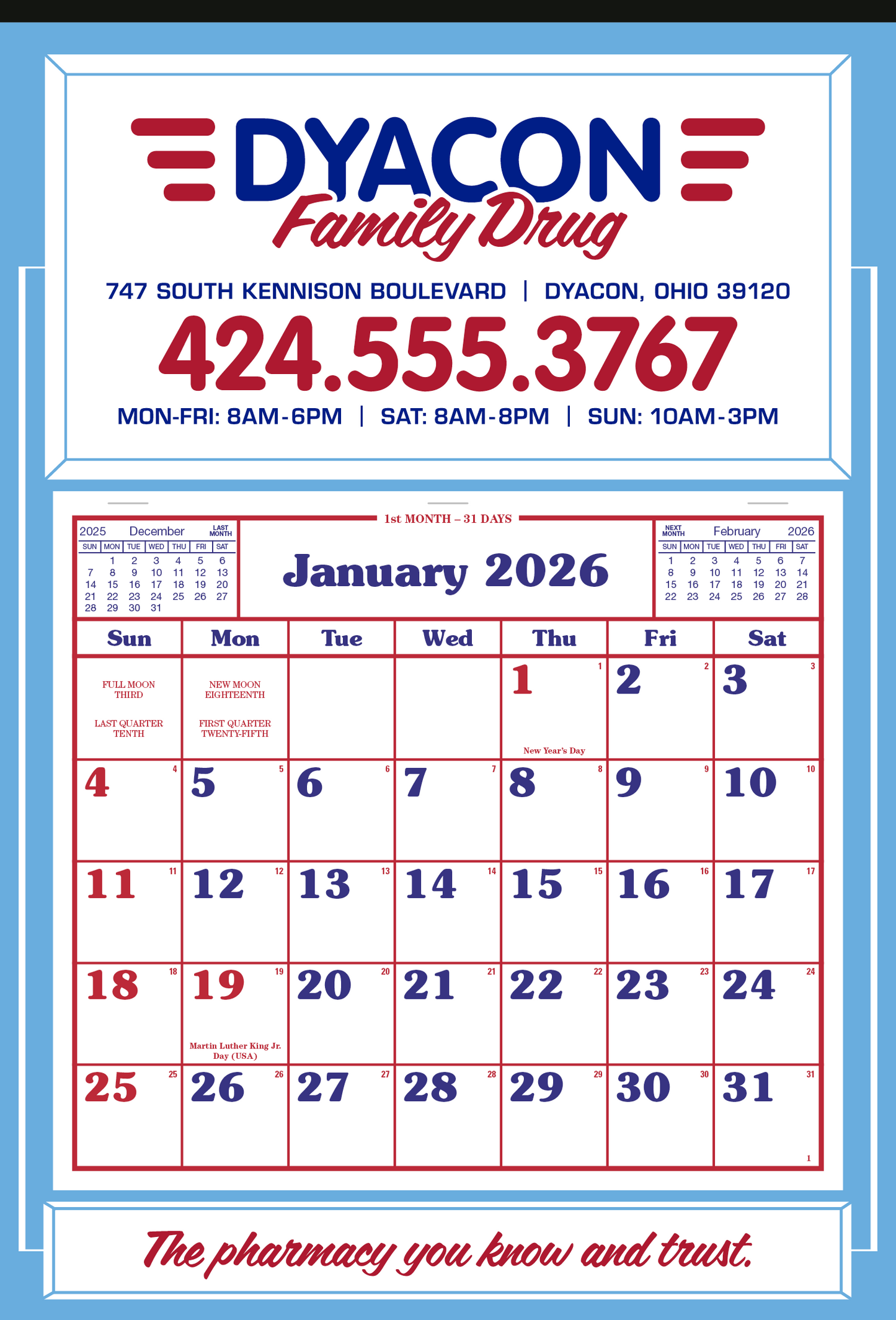 Skinner Kennedy Apron Calendar-522-E