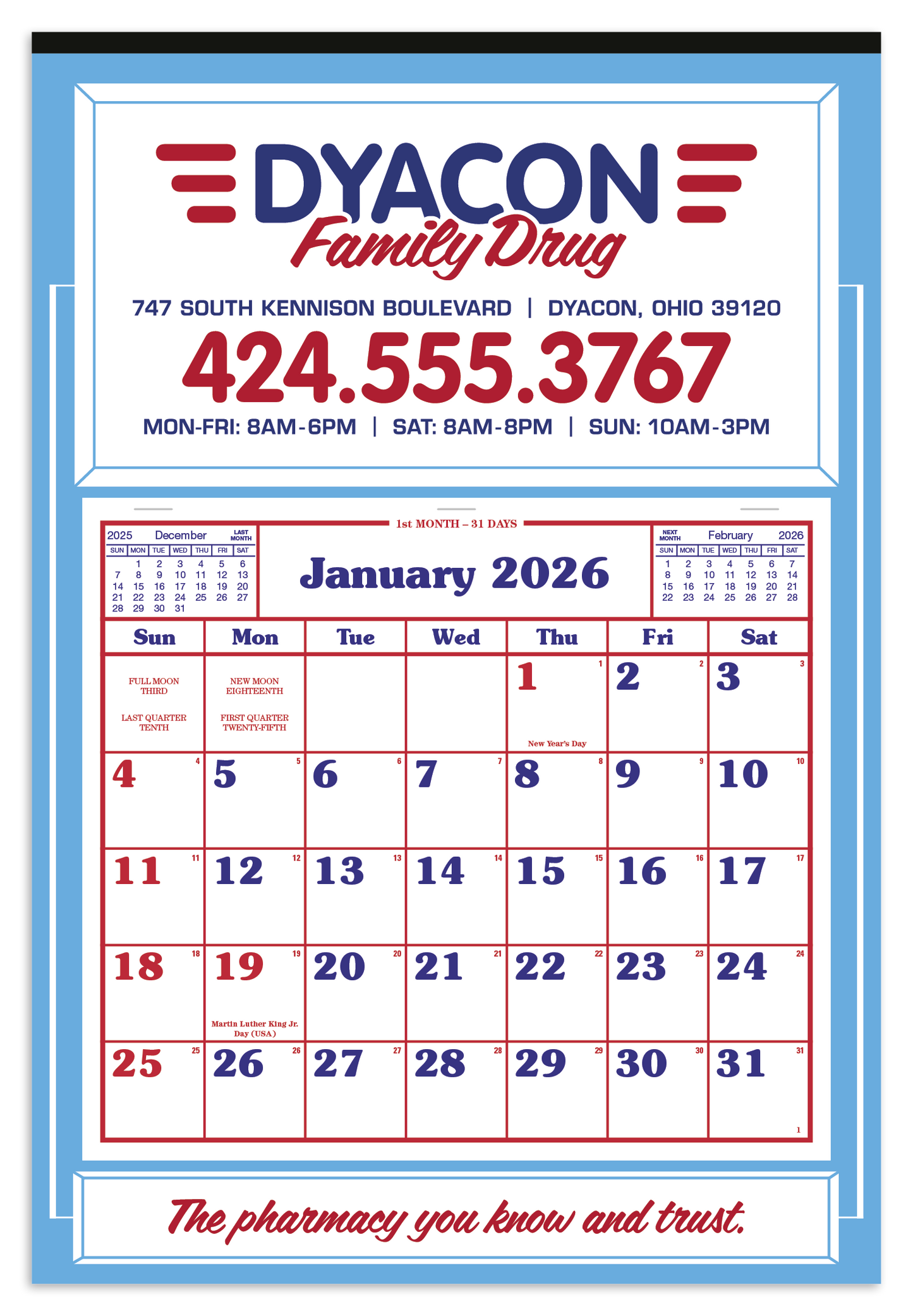 Skinner Kennedy Apron Calendar-522-E