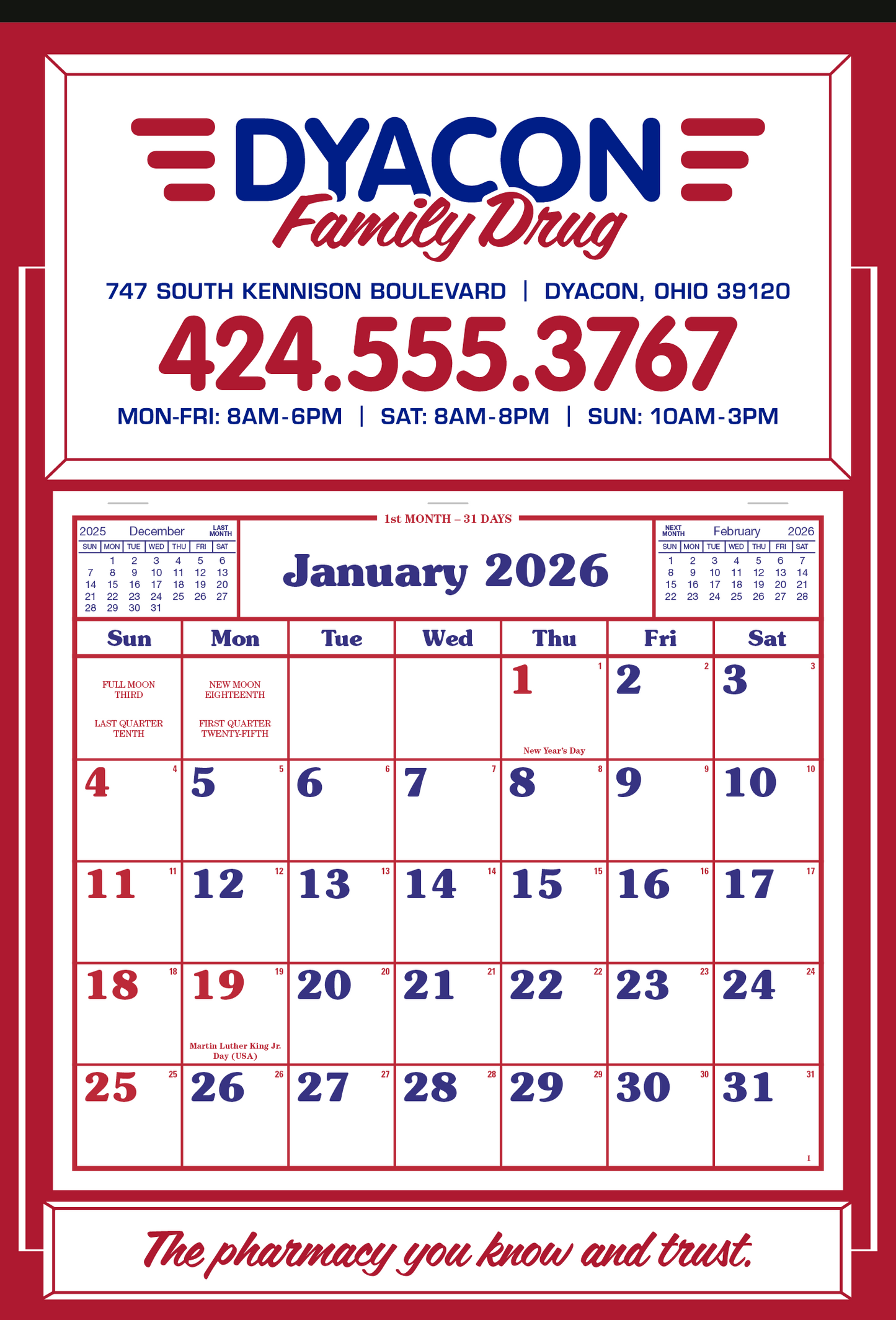 Skinner Kennedy Apron Calendar-522-E