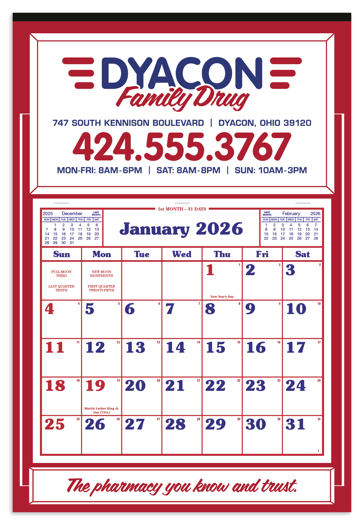 Skinner Kennedy Apron Calendar-522-E
