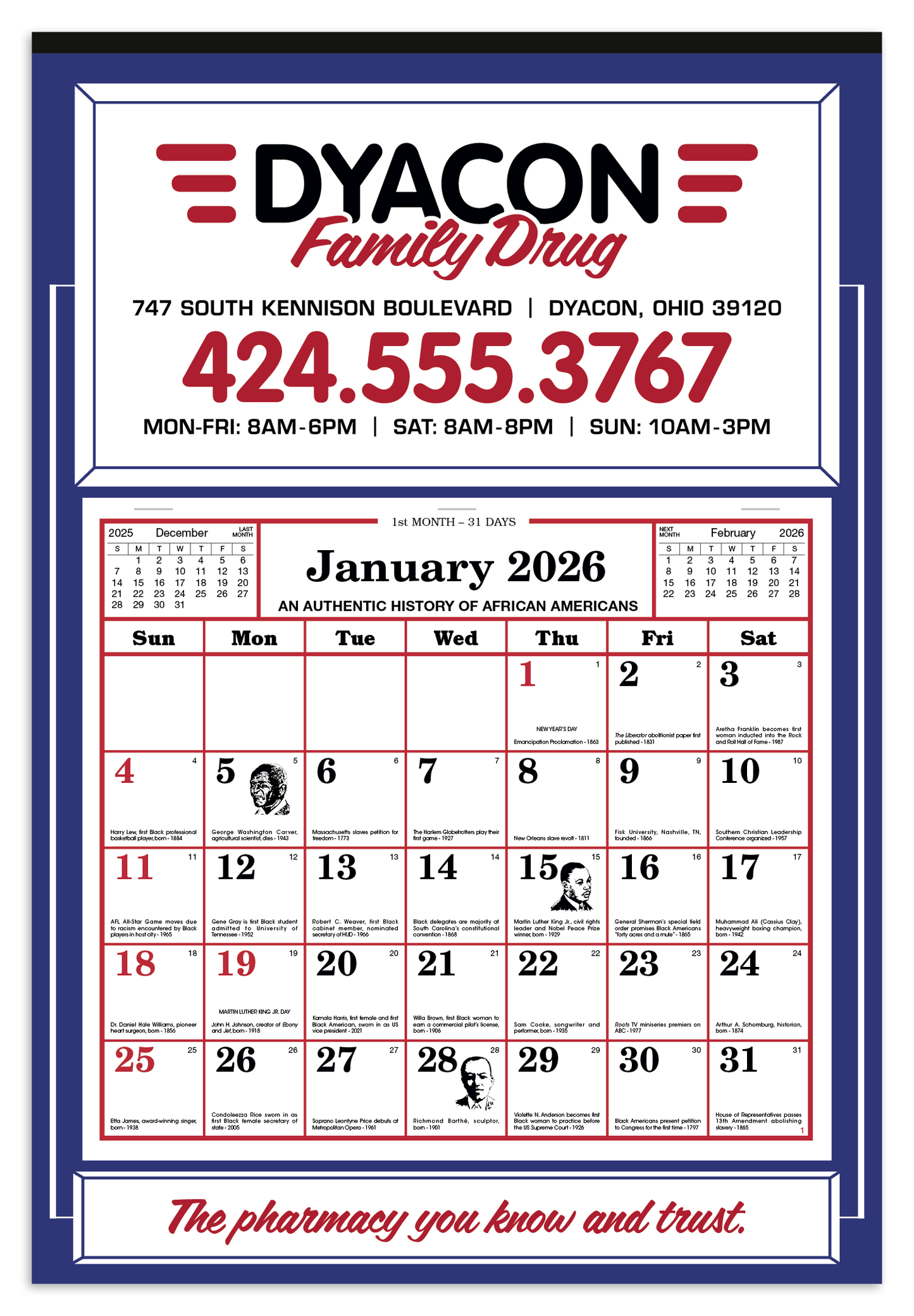 Skinner Kennedy Apron Calendar-522-E
