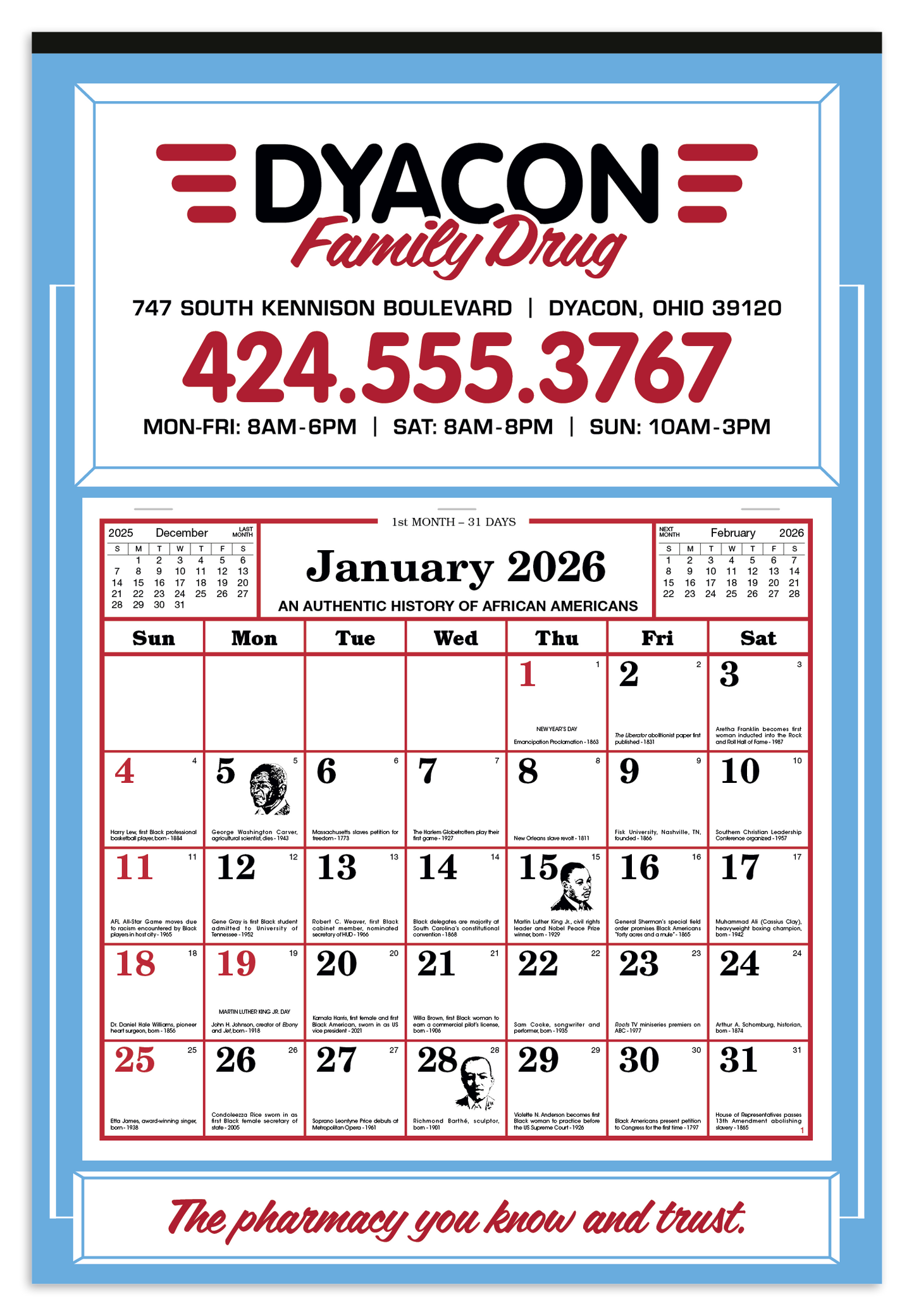 Skinner Kennedy Apron Calendar-522-E