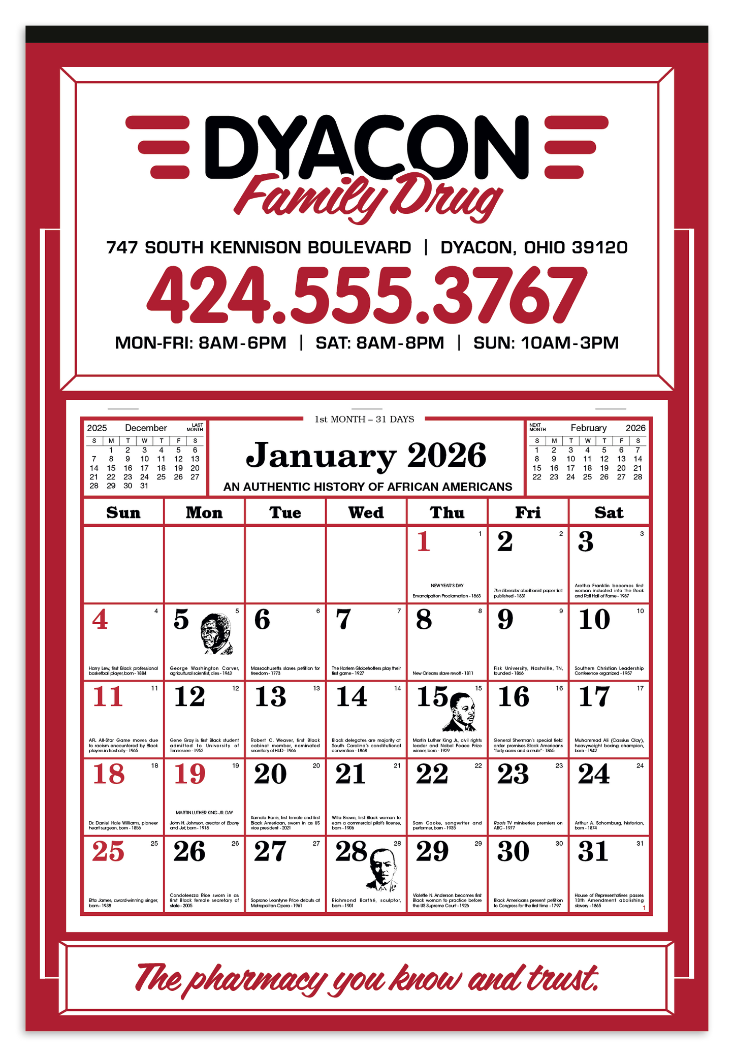 Skinner Kennedy Apron Calendar-522-E