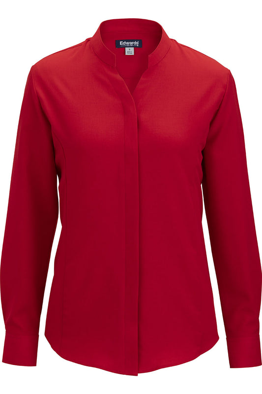 Flexbatiste Stand Up Collar Long Sleeve Ladies Shirt