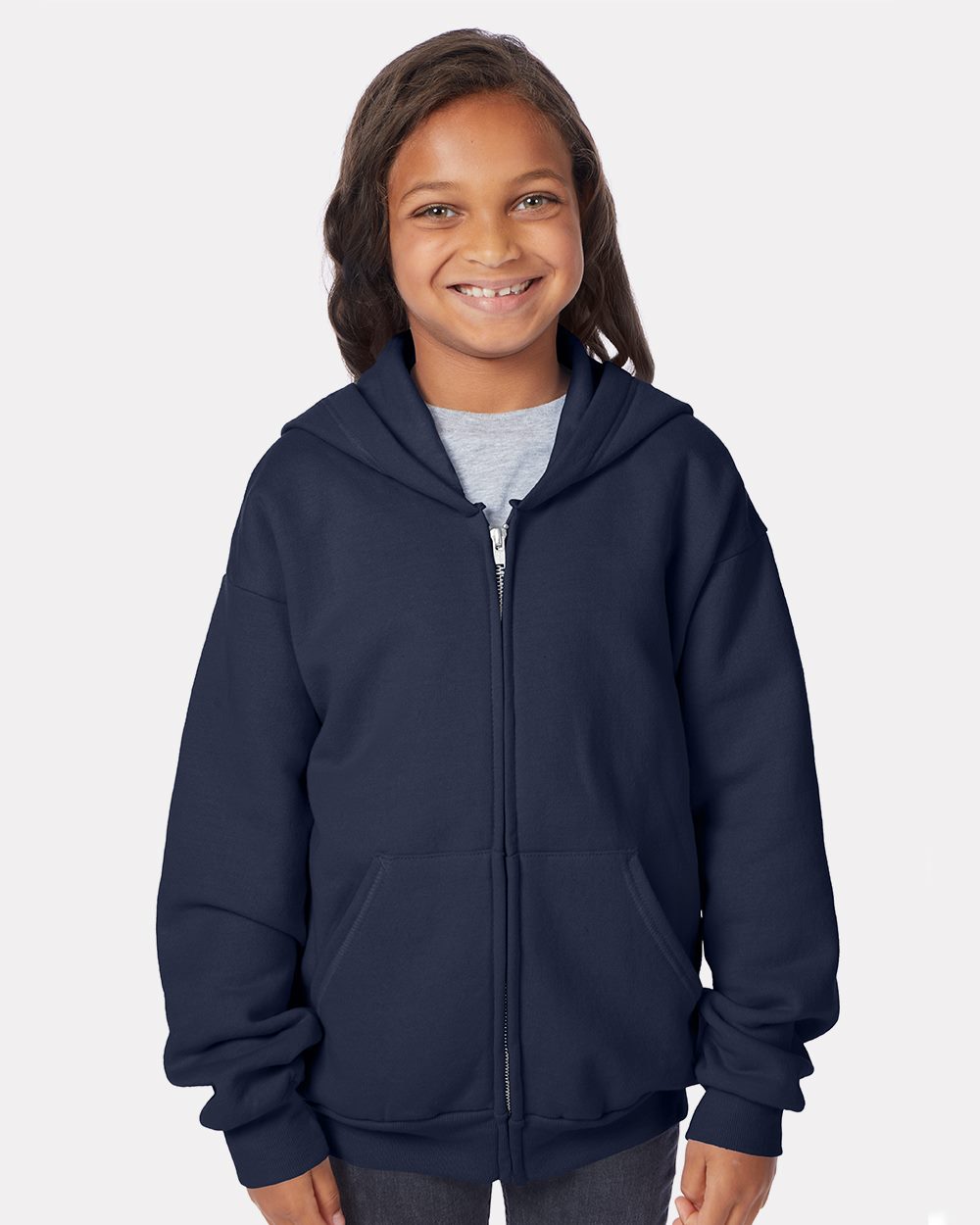 Hanes EcoSmart® Youth Full-Zip Hooded Sweatshirt - P480
