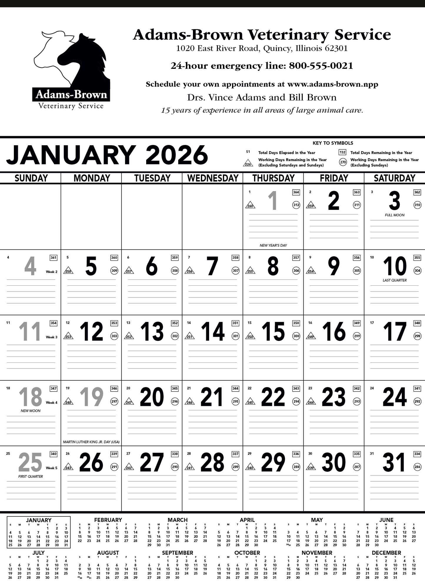 Triumph Calendars Black White Contractor Memo Calendar-6100
