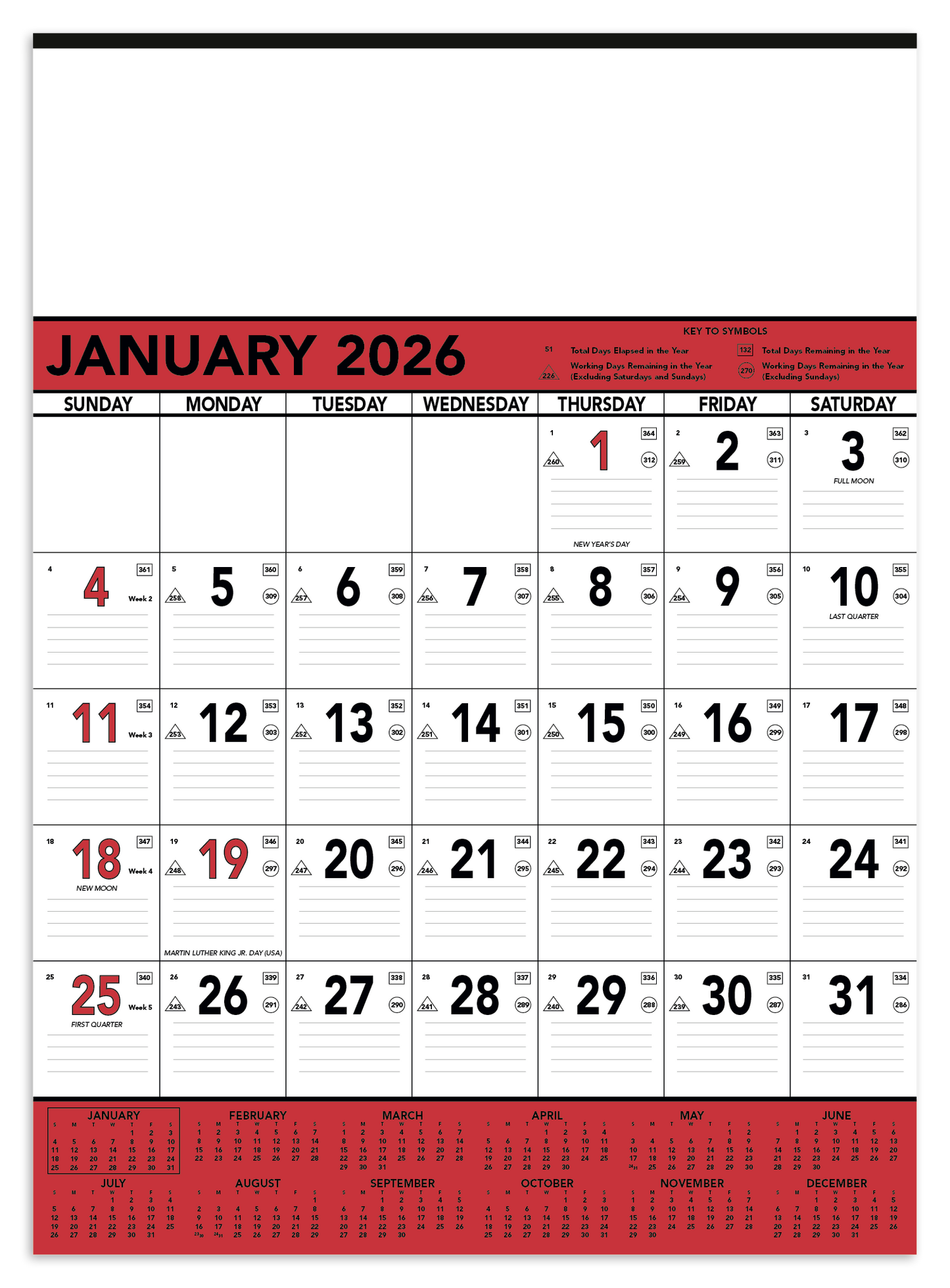 Triumph Calendars Red Black Contractor Memo Calendar-6102